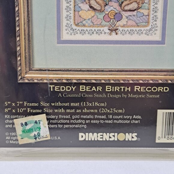 Dimensions Teddy Bear Birth Record #6755 Counted Cross Stitch Kit NWT - Picture 3 of 4